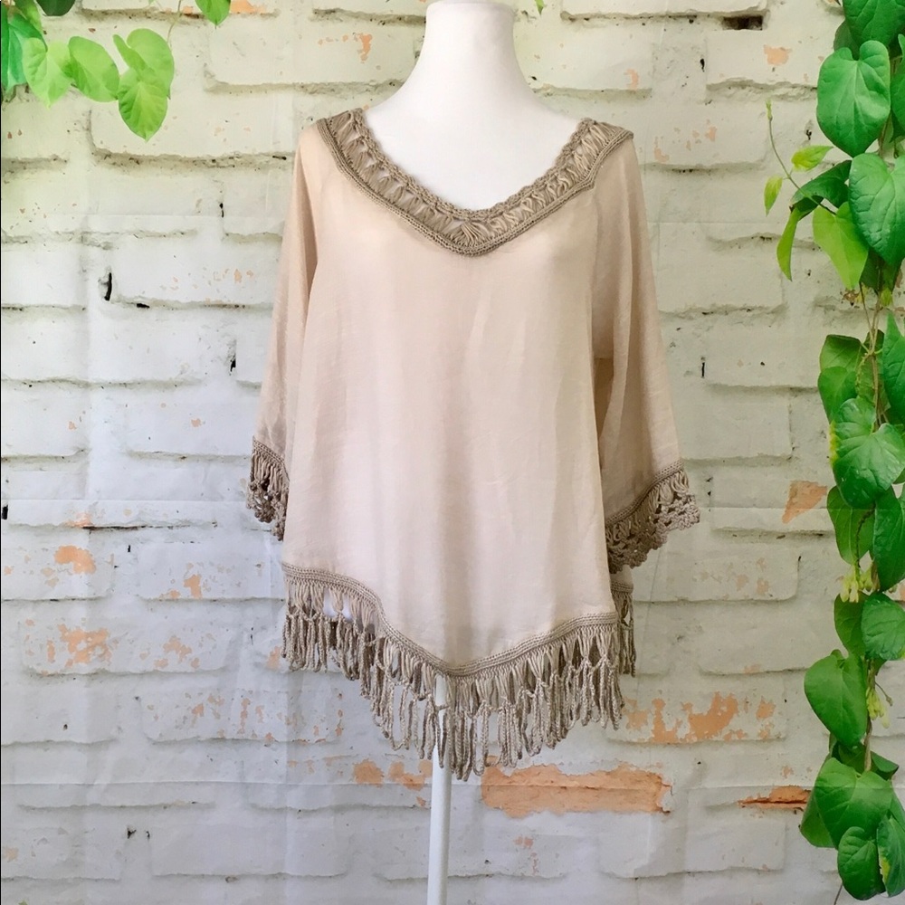 Nygard Fringed Trim Top